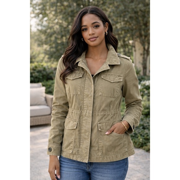 Madewell Utility Field Jacket Womens Small Olive Green Military Cotton Coat - Picture 3 of 11